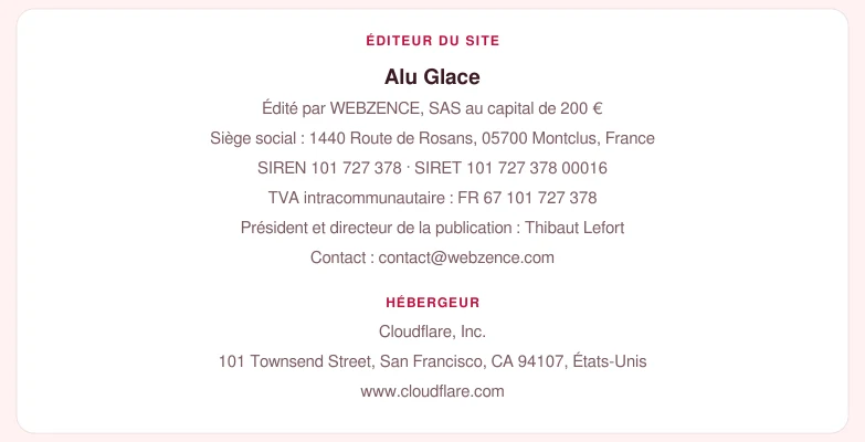 Coordonnées légales de l&rsquo;éditeur et de l&rsquo;hébergeur du site