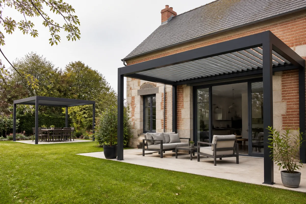 Pergola en aluminium à Bourges : bioclimatique, adossée ou autoportée